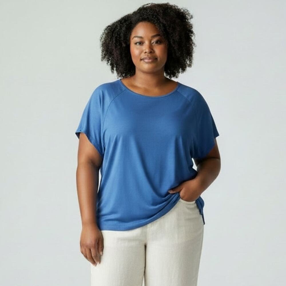 J. Jill Wearever Collection Short Sleeve Tee NWT Women's Sz XL Blue Opal Classic